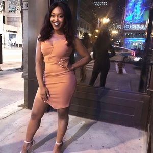 Asymmetric pink bodycon dress